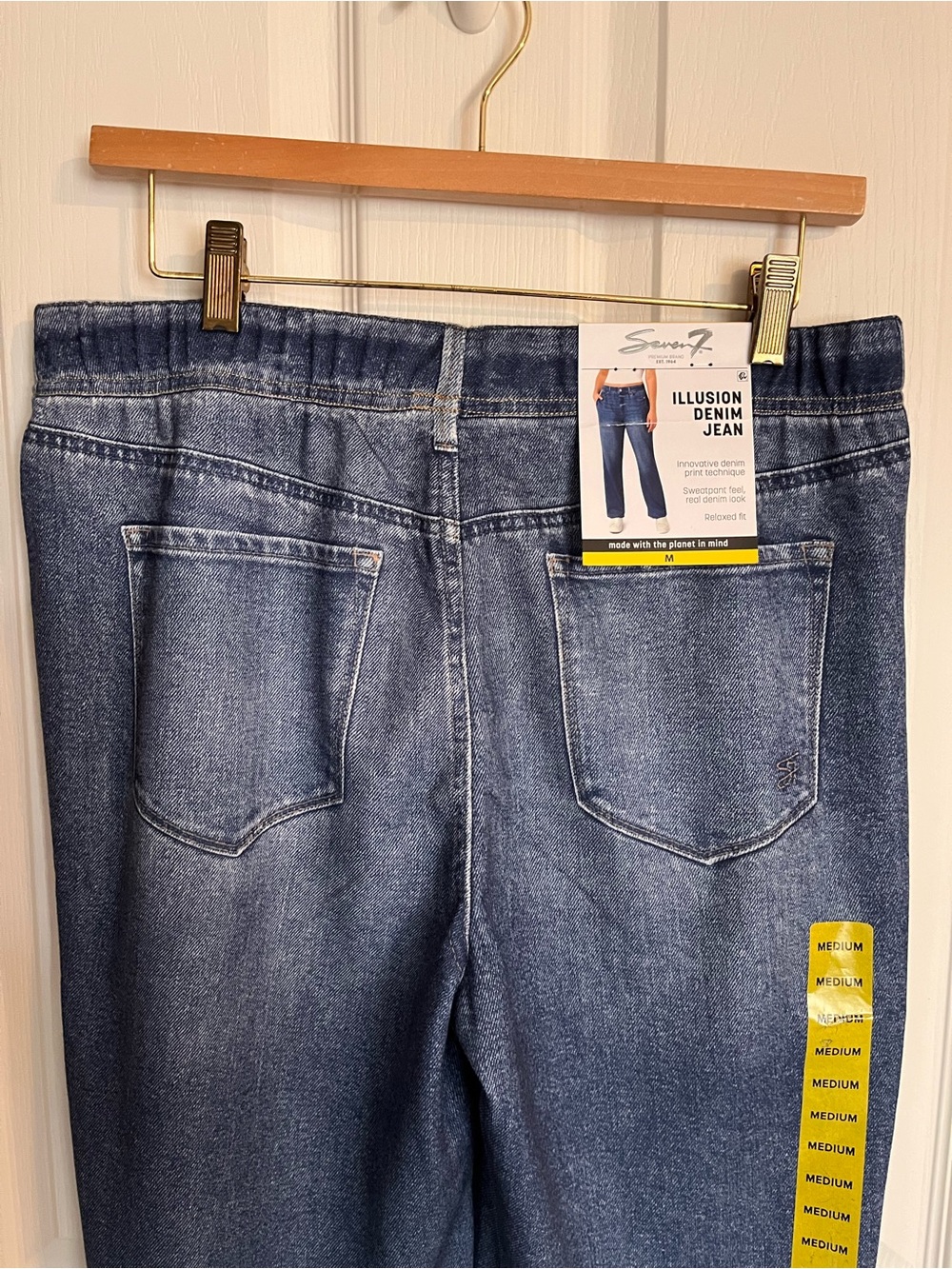 NWT Seven7 Wide Leg Denim Illusion Cotton Terry Sweatpant Jeans Size Medium - Picture 10 of 15